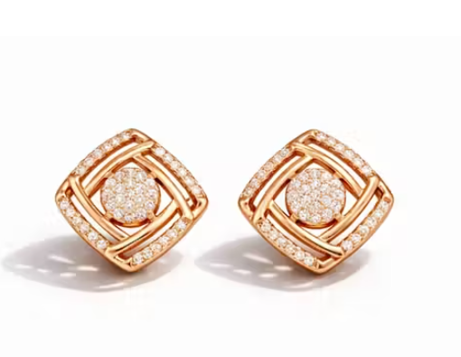 Korean Minimal Rose Gold Stud Earrings for Women & Girls