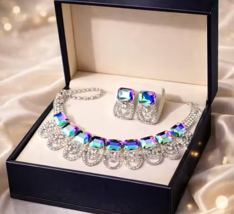 Rainbow Crystal Necklace Set for Party & Wedding