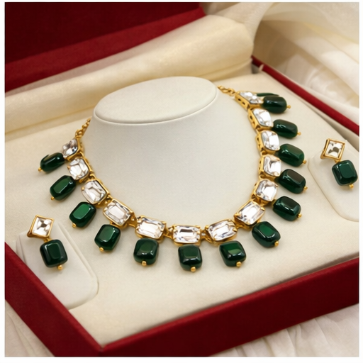 Kundan Green Necklace Set